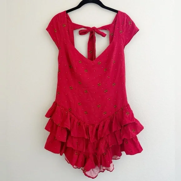 Urban Outfitters Kimchi Blue Strawberry Red Romper - Picture 2 of 7